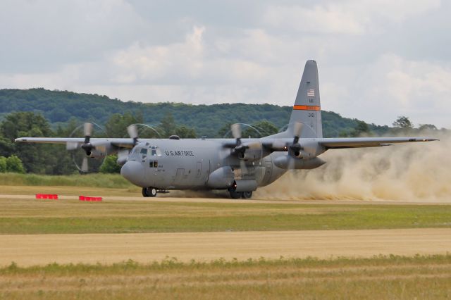 Lockheed C-130 Hercules (92-1452) - A USAF Lockheed C-130, 92-1452, cn 382-5329, from the 169th Airlift Squadron (AS), 182d Airlift Wing (AW), Peoria, Illinois ANG on a morning departure from Fort McCoy/Young Tactical Landing Site-Air Assault Strip, Ft. McCoy, (WS20) USA – WI, during Warrior Exercise 86-13-01 (WAREX) on 17 Jul 2013. Aircraft conducted several sorties daily to/from YAAS during the exercise.