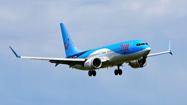 Boeing 737 MAX 8 (G-TUMN) - BOE884 on final to Rwy 16R to complete a C1 flight on 4.24.22. (B38M / ln 8216 / cn 44655).