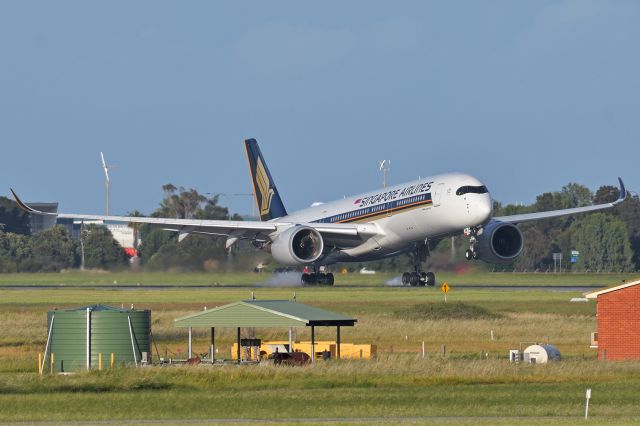 Airbus A350-900 (9V-SHM) - Adelaide, South Australia October 6, 2020. 0747, SIA Flt 278 from Singapore touching down on Rw 05. 