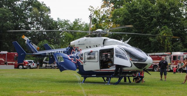 KAWASAKI EC-145 (N578AM) - LifeNet of New York Air 2 from Kobelt Airport in Wallkill, New York stops by the Yorktown Heights Fire Department Open House 9/12/15