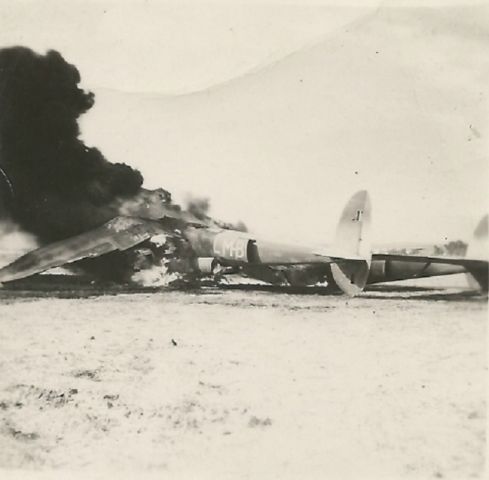 — — - A Photo my Great uncle took of a P-38 crash in WWII. If anyone knows more about this, please comment what you know!