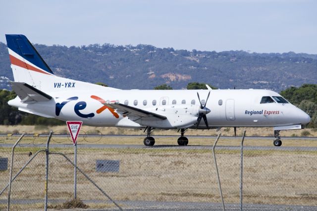 Saab 340 (VH-YRX) - On taxi-way, heading for take off on runway 05. Friday, 19th April 2013.