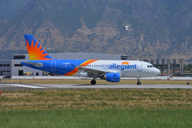 Airbus A319 (N319NV) - AAY281 lining on 13 for departure to Phoenix-Mesa.