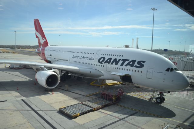 Airbus A380-800 (VH-OQC) - Qantas A380-800 at Gate 9, Melbourne, on flight QF93 bound for LA