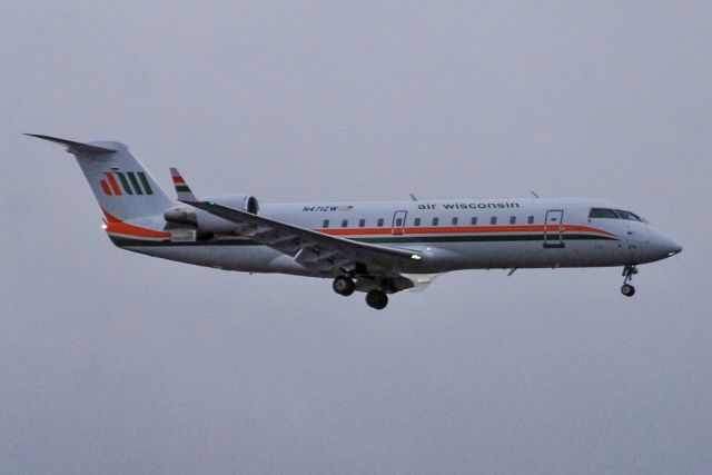 Canadair Regional Jet CRJ-200 (N471ZW) - 2/12/2022.  Retro livery Air Wisconsin at GSP!