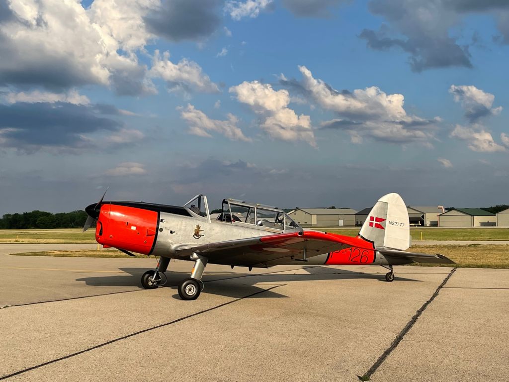 OGMA DHC-1 Chipmunk (N22777) - Ex-Royal Danish Air Force Chipmunk P-126 on the ramp at East Troy, WI