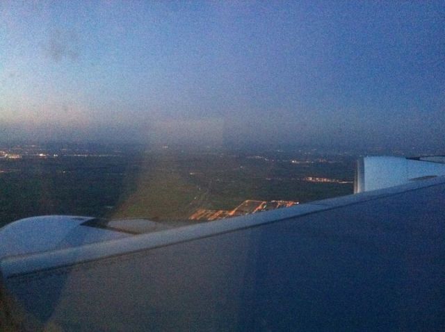 Airbus A340-600 (EC-GHX) - A340-600 Iberia JFK Intl Airport to LEMD Madrid-Barajas, dawn 14 April 2011. Early morning descent into Madrid with beautiful views of Madrid city lights.