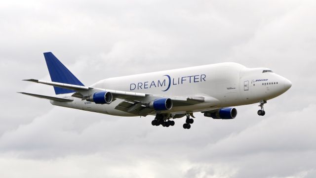 Boeing Dreamlifter (N780BA) - GTI4151 from NGO on final to Rwy 16R on 6.20.19. (B747-409(BLCF) / ln 778 / cn 24310).