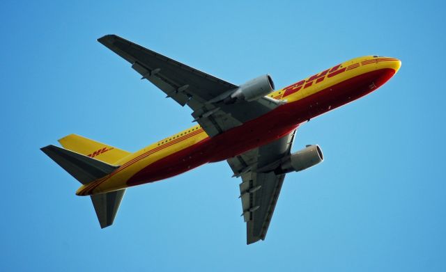 BOEING 767-200 (N767AX) - DHL Boeing 767-281 Leaving Portland International Airport For Boeing Field.