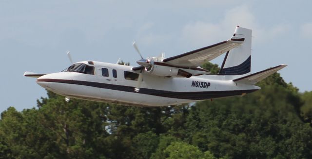 Rockwell Turbo Commander 690 (N615DP) - A Rockwell International 690A Dash-10 Supreme Commander departing Runway 27 at Jack Edwards National Airport, Gulf Shores, AL - July 18, 2019.