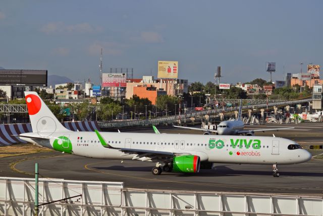 Airbus A321 (XA-VBM) - Airbus A321-271NXLR XA-VBM MSN 10343 of VivaAerobus whit 50 Airbus planes goal on the fleet´s sticker at Mexico City International Airport (11/2021).