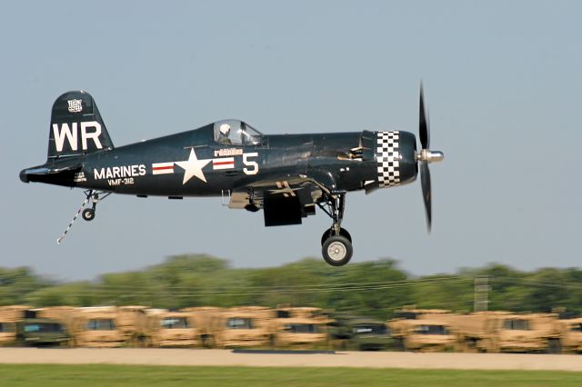 VOUGHT-SIKORSKY V-166 Corsair — - Navy Corsair Takes-Off Runway 18 EAA Airventure 2011