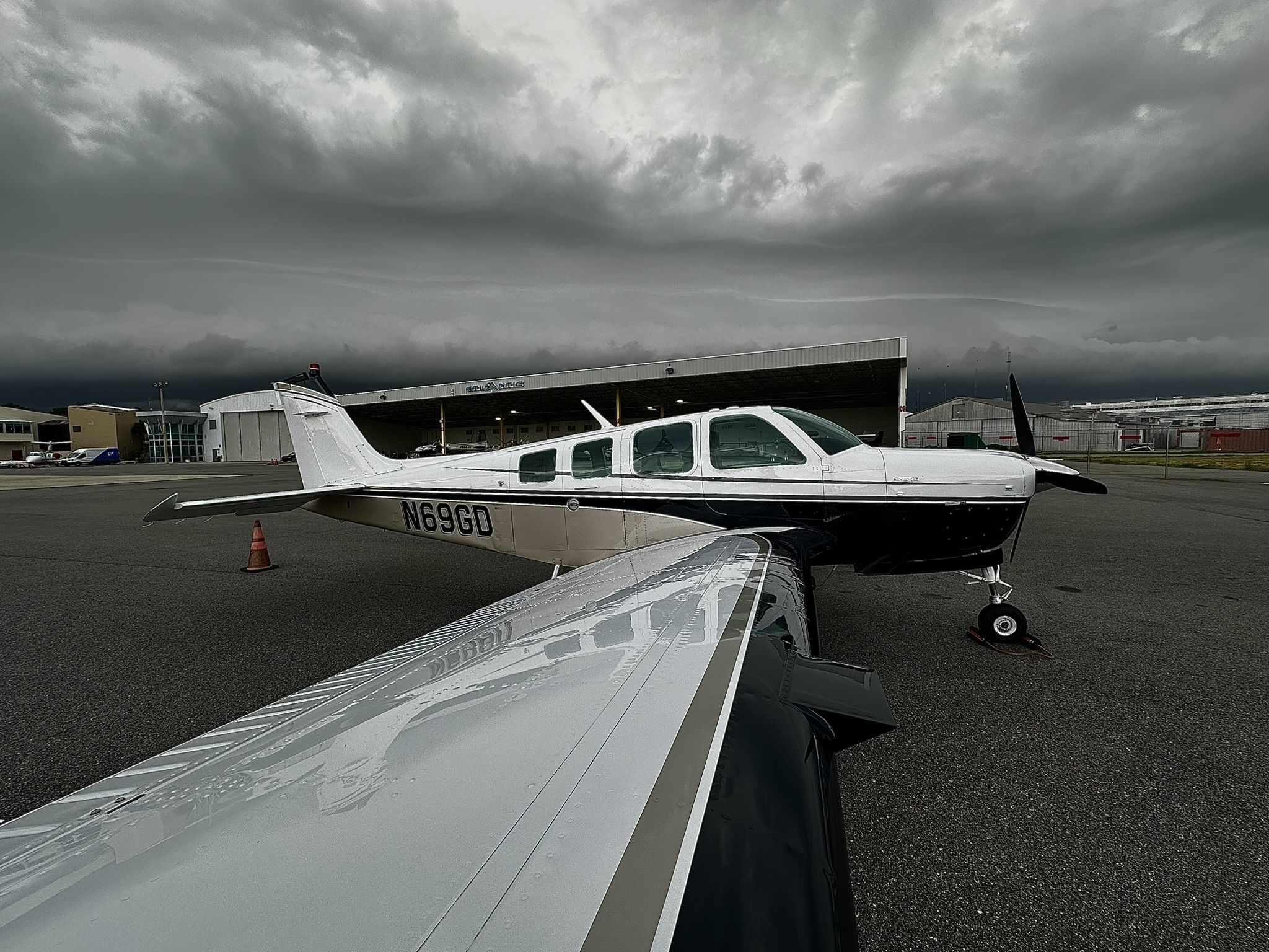 Beechcraft Bonanza (36) (N69GD) - Waiting on the weather looking west