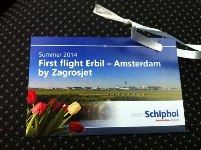 — — - First Flight Erbil - Amsterdam 26-06-2014 Zagrosjet
