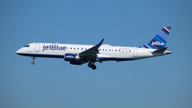 Embraer ERJ-190 (N355JB) - Planes taking off and landing on Runway 22L at Boston/Logan Airport.  Shots taken from  Simon J. Donovan Beach in Winthrop.