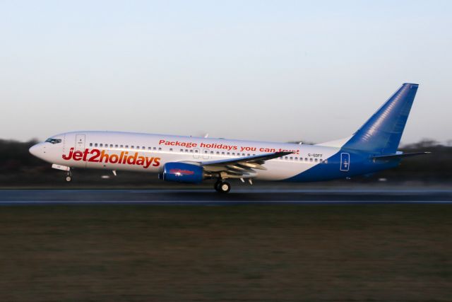 Boeing 737-800 (G-GDFF) - LS809 departing to Malaga as the sun rises over the Pennines.