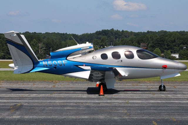 Cirrus Vision SF50 (N50SF) - A 2020 Cirrus Vision SF50 G2 parked in front of it's favorite place to grab fuel. Photo taken on 8/16/2020.