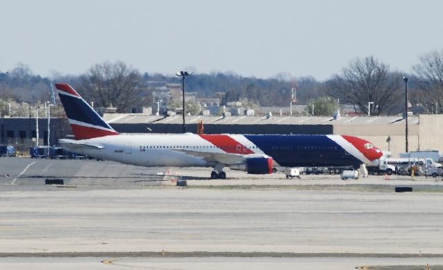BOEING 767-300 (N36NE) - The New England Patriots jet at CLT without its titles.