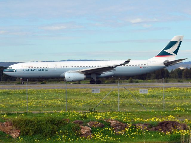 Airbus A330-300 (B-LAJ) - Rolling for take off on runway 05, for flight home to Hong Kong via Melbourne. Thursday 12th July 2012.