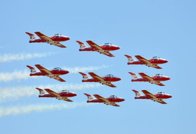 — — - Royal Canadian Air Force's 431 Air Demonstration Squadron, the Snowbirds performing at 2012 Abbotsford International Air Show.