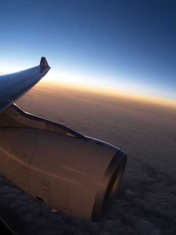 Airbus A330-200 — - Sunset over the Pacific enroute from HNL to LAS