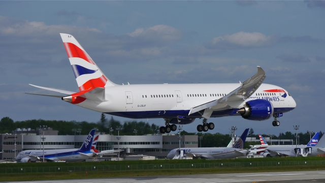 Boeing 787-8 (G-ZBJF) - BOE455 on short final to Rwy 16R to complete a flight test on 5/16/14. (LN:177 / cn 38613).