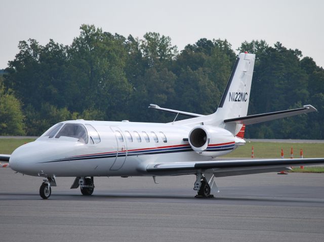 Cessna Citation II (N122NC) - NORTH CAROLINA DEPARTMENT OF TRANSPORTATION is one of 3 aircraft (N3NC, N121NC, N122NC) frequently used by Governor Bev Perdue at KJQF - 9/28/12