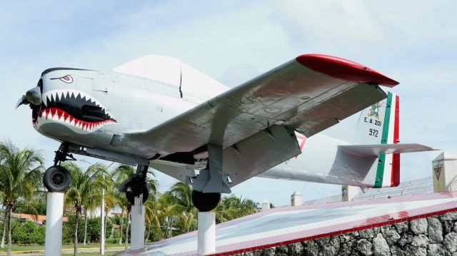 North American Trojan (00-0972) - 13/10/2022: Monument of a WW2 plane, a North American br /T-28A Trojan at Cozumel airport.