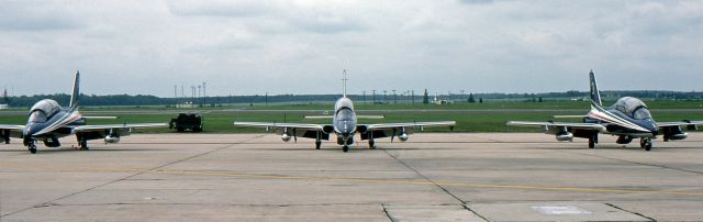 AERMACCHI MB-339 — - McGUIRE AIR FORCE BASE, WRIGHTSTOWN, NEW JERSEY, USA-AUGUST 1986: Performing at the August 1986 Open House and Air Show was the Italian Air Force Aerobatic Team "Frecce Tricolori" (Three-Colored Arrows). 