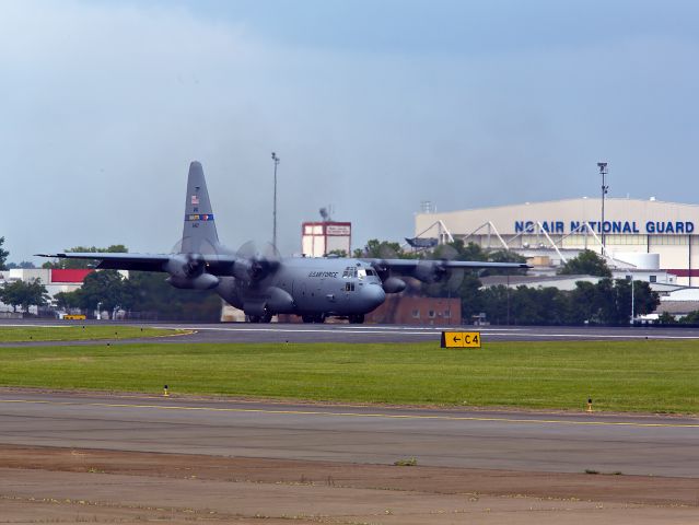 Lockheed C-130 Hercules (N31457) - This North Carolina Air National Guard C-130 has just landed on runway 18L, Charlotte, North Carolina USA