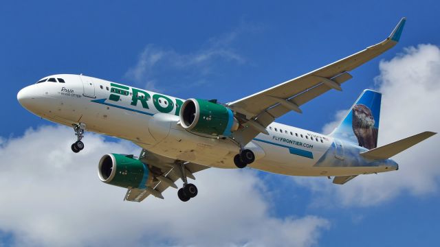 Airbus A320neo (N336FR) - One of Frontiers newest aircraft on approach to 13R, Sept 1,2018.
