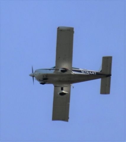 Grumman AA-5 Tiger (N74447) - This photo was taken on 4-29-20, at 1846, from my private property south of ERV.  I was in my front yard, taking photos of planes that were harassing me and my deer, since they had just been fed. This plane obviously flew directly over my head. It was one of 4 aircraft that evening that flew over at this special time--when we feed our deer. 