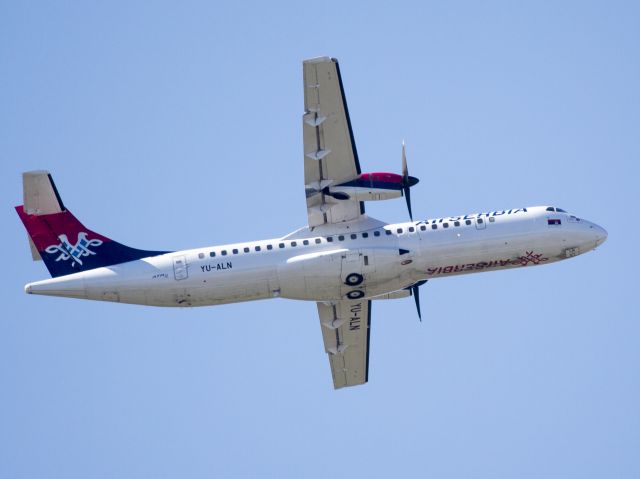 ATR ATR-72 (YU-ALN) - Departure runway 29 at Vienna, Austria.