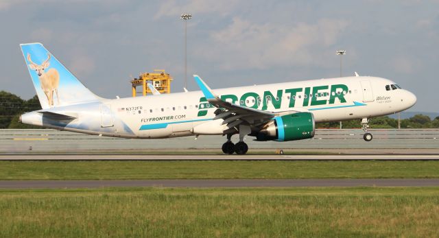 Airbus A320neo (N372FR) - An Airbus A320neo (-251N) arriving at Carl T. Jones Field, Huntsville International Airport, AL - late afternoon, June 20, 2021.