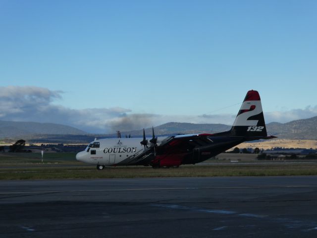 Lockheed C-130 Hercules (N132) - Bomber 132 conducting fire fighting operations out of Launceston, for the fires on the west coast of Tasmania.