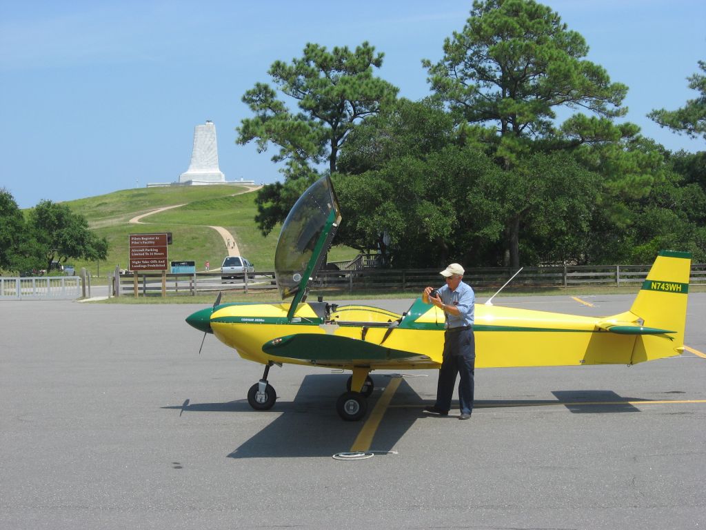 ZENAIR Super Zodiac (N743WH) - The airplane's builder with his aircraft at "First Flight Airport" 8/2/2011.