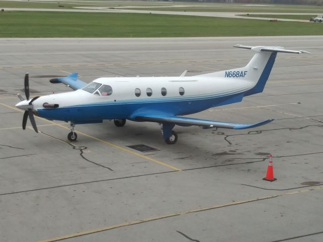 Pilatus PC-12 (N668AF) - From the NetJets observation deck in the Knowlton Executive terminal.