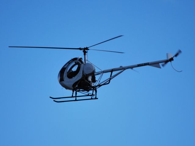 N503HV — - ROTOR RESOURCES INC (HELIVISION) on approach to its pad, over the south end of the taxiway at KJQF - 2/8/13
