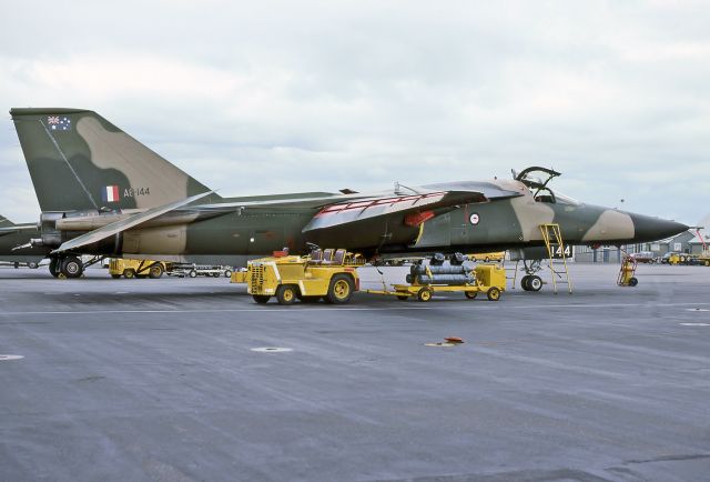 A8144 — - AUSTRALIA - AIR FORCE - GENERAL DYNAMICS F-111C AARDVARK - REG A8-144 (CN D1-20) - EDINBURGH RAAF BASE ADELAIDE SA. AUSTRALIA - YPED (3/4/1979)35MM SLIDE SCANNED AT 6400 DPI.