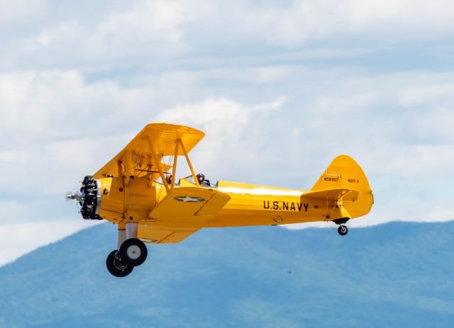 Boeing PT-17 Kaydet (N58957) - Departing KBTV