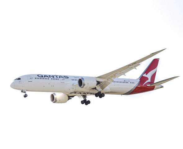 Boeing 787-8 (VH-ZNB) - Qantas 11 landing 21L at DTW. This flight diverted while sitting in hold due to inclement weather at JFK. This is the first time a Qantas 787 has visited DTW. br /br /8/7/19