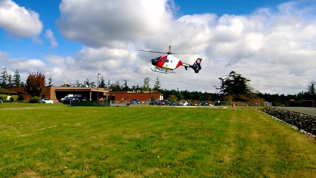 N952AL — - Airlift Northwest Medivac helicopter departing Whidbey General, Hospital Coupeville, WA