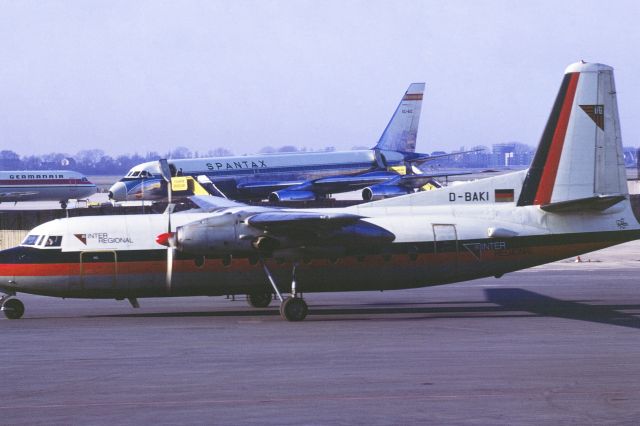 FAIRCHILD HILLER FH-227 (D-BAKI) - F27-100 D-BAKI with Spantax CV-990A Coronado EC-BJC in April 1970 at Düsseldorf (EDDL)