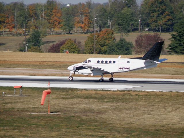 Beechcraft King Air 100 (N411HA) - A Beechcraft King Air touches down at Blue Grass Airport (KLEX)...