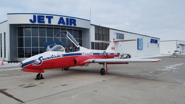 Canadair CL-41 Tutor (11-4143) - Pit stop in Green Bay.  Destination.......unknown.