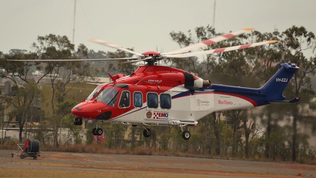 BELL-AGUSTA AB-139 (VH-EZJ) - Leaving Gladstone AIrport in Queensland, Australia heading for Mackay, Queensland.