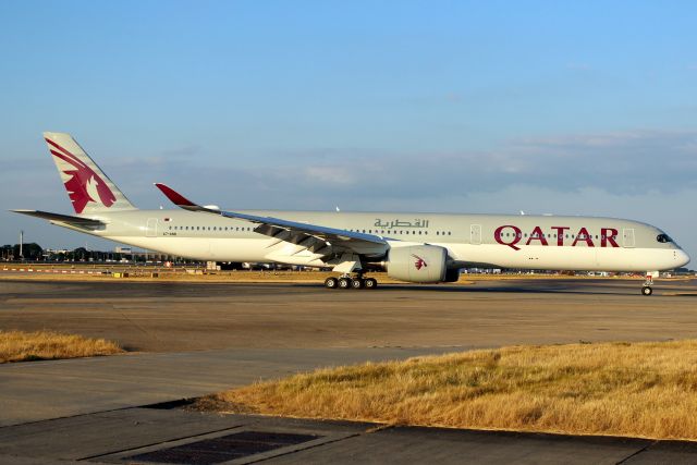 Airbus A350-900 (A7-ANB) - Taxiing to Stand 411 on 8-Jul-18 operating flight QTR15 from OTHH.