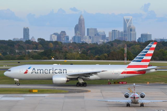 Boeing 777-200 (N780AN) - Taxiing to runway 18L at KCLT - 10/24/20