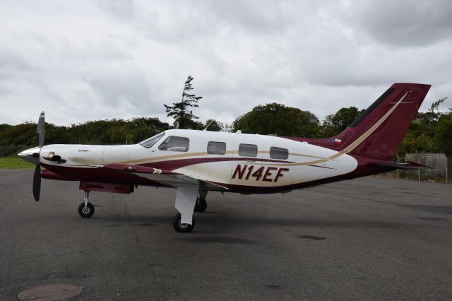 Piper Malibu Mirage (N14EF) - Weston Airport, Dublin 15th September 2018.  Despite its Texan flag this Malibu is now based in the UK.