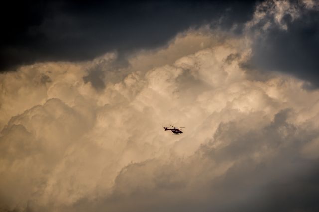 — — - A huge squall line approaches the Calgary airport, a STARS air ambulance takes off to go give someone in a critical situation another chance at life.